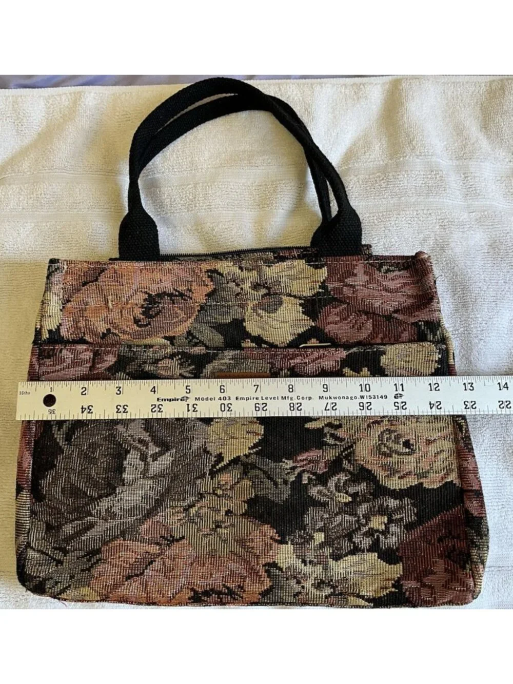 DLIU Fashion Floral Tapestry Tote Bag Zip Top Double Handle Purse